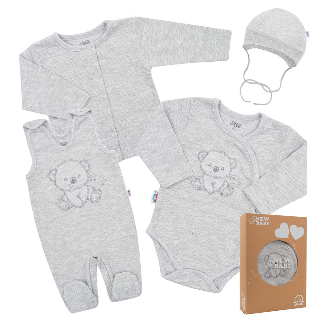 Dojčenská súprava do pôrodnice New Baby Sweet Bear sivá